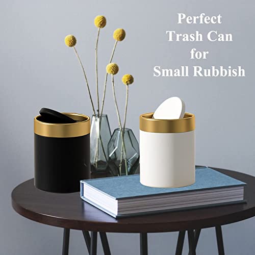 Jillick Mini Trash Can With Lid, Stainless Steel Small Tiny, Countertop Trash Can For Desk Office Coffeetop, Swing Top Trash Bin 1.5 L/0.40 Gal, White #TOP5