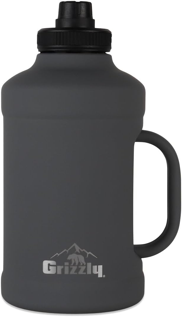 Grizzly 64oz Water Bottle | Vacuum Insulated | Leak Resistant Lid | Stainless Steel| Heavy Duty Handle | For Gym Hiking Beach Sports Camping | Lunar Green