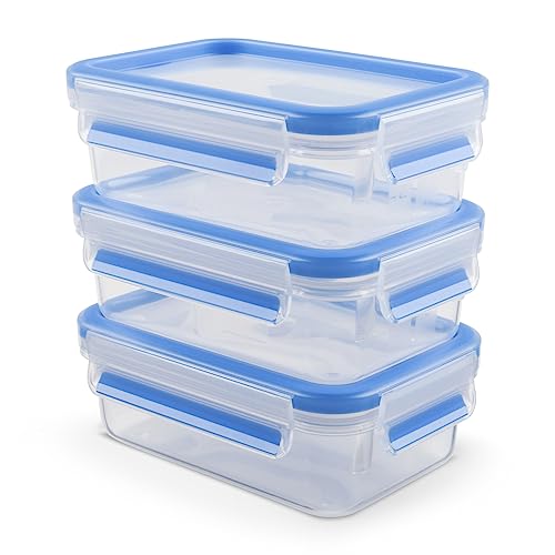 EMSA Clip & Close Frischhaltedosen-Set, rechteckig, 3 x 1 L, mit Deckel,...