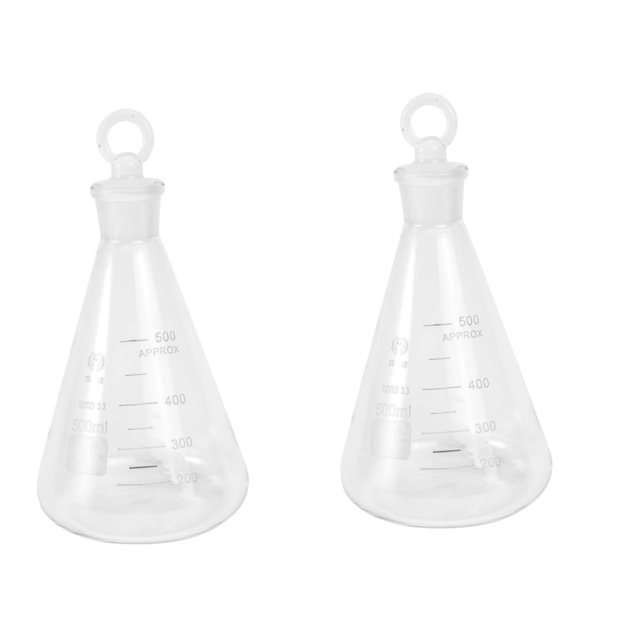 2pcs Eco-Friendly Glass Conical Flask for Laboratory Students Chemistry Beaker