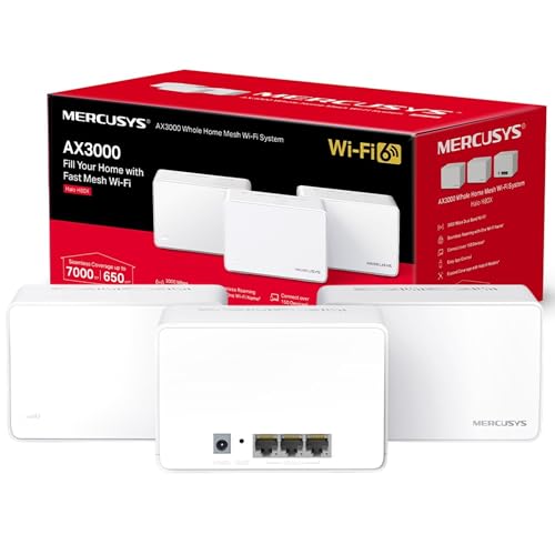 MERCUSYS Halo H80X(3-pack) AX3000Mbps Mesh WiFi 6 System, Gigabit Ports, TP-Link WiFi Mesh System, WiFi Router, WiFi Extender Booster, 7,000ft²(650 m