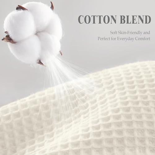 XOGUIBO Waffle Weave Shower Curtain - Ivory Cotton Fabric Texture Heavyweight Shower Curtains for Bathroom,Washable,72Wx75L by XOGUIBO - Used condition - Image 3