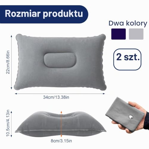 flintronic 2 x nadmuchiwane poduszki, ultralekkie poduszki kempingowe, przenośne, kompaktowe poduszki do podparcia szyi i lędźwi, idealne do podróży, na kemping, na zewnątrz, wędkowanie, plażę