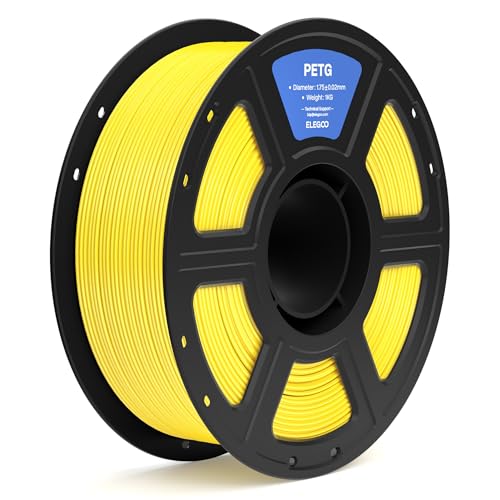 ELEGOO PETG Filament 1.75mm Yellow 1KG 3D Printer Filament Dimensional Accuracy +/- 0.02 mm 1kg Spool(2.2lbs) Fits for Most FDM 3D Printers