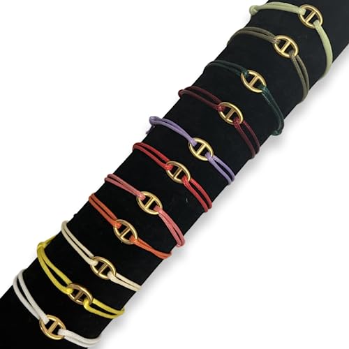 bracelet maille marine - acier inoxydable fermoir or ou argent - 23 couleurs de fil possibles - taille femme homme enfant bébé -cadeau Noel fêtes