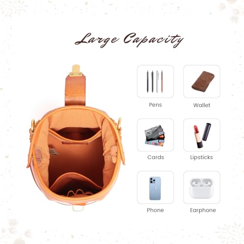 Image of OLD TREND Doctor Bucket Crossbody Handbag | Luxurious and Versatile Bag for Women | Genuine Cowhide Leather
