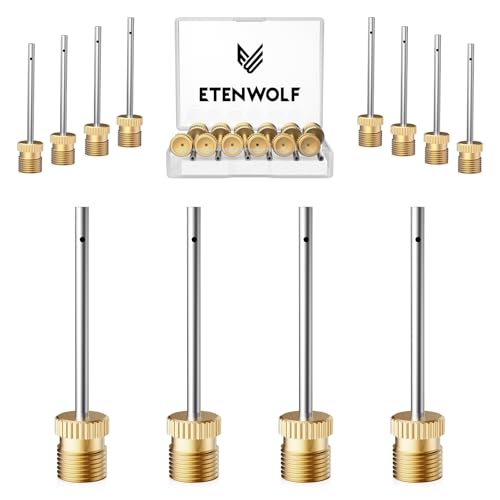 ETENWOLF 12 Pack Brass Ball Pump Needles, No Break Heavy Duty Air Pump Needles for Balls with Storage Case, Compatible with Hand Pump and Electric Pump, Stainless Steel Body