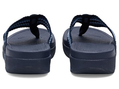 Image of FitFlop, Womens, Surfa Stripe-Webbing Toe-Post Sandals, Cosmic Blue Mix, 8.5, Medium