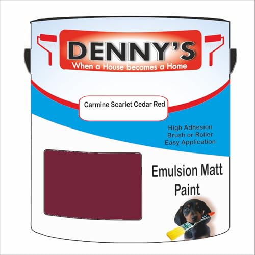 Premium Interior Wall & Ceiling Emulsion Paint – Carmine Scarlet Cedar Red – Rich Matt Finish, Durable & Washable, Low Odour, Ideal for Living Rooms, Bedrooms & Hallways (1 Litre Tin)