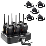 Retevis RT27 Professionelles Funkgerät Bundle mit 5 Lautsprecher Mikrofonen, PMR446 Walkie Talkie mit 6 Fach Ladegerät, 16 Kanäle VOX für Baustelle, Sicherheitsdienst (6 Radios + 5 Mikrofone)