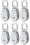 Lsqurel Cable Pulley, Can Swivel Rope Pulley 304 Stainless Steel Pulley Block Small Heavy Duty Pulley M15 M20 M25 M50 Pulley Wheel for Pulley System, Gym Equipment, Hanging, Lifting, etc