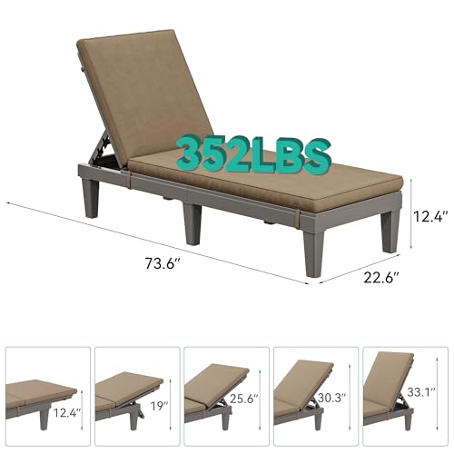 image for YITAHOME Outdoor Chaise Lounge Chair, Plastic Pool Chaise Lounge with 