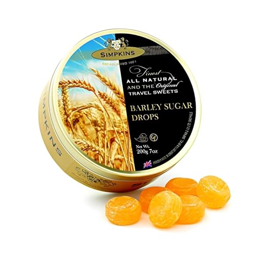 SIMPKINS Barley Sugar Drops - Classic English Candy in Travel Tins - Barley Sugar Hard Candy - Dairy Free Barley Sugar Sweets & Nut Free Candy, Barley Sugar Travel Candy - 7.05 oz.