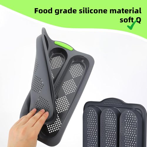 Miniatura 3 de Hingttraum Molde De Silicona Antiadherente Para Pan, Baguette Y Pan Francés, Perforado Y Reutilizable Para Horno