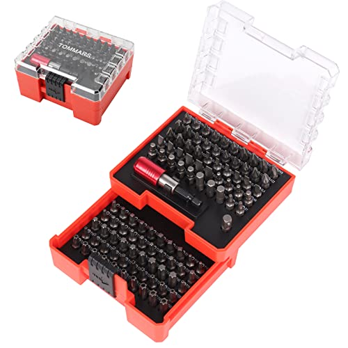 Tommars 102-Pc Screwdriver Bit Set, S2 Steel 1/4" Hex Shank Bits Includes Quick Release Bit Holder #TOP16