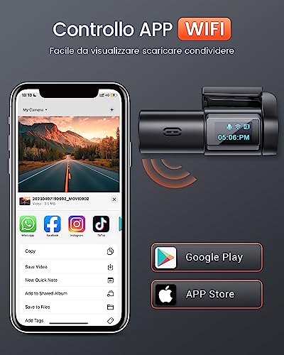 Quinta immagine Bestsee Dash Cam Auto Telecamera per Auto 1080P ruotabile a 360°, SD WiFi dashcam auto con controllo APP, Super Visione Notturna，170° Grandangolo, Sensore G, 24H Monitor di parcheggio (X9)