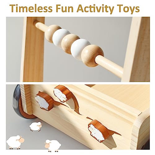 PairPear Wooden Baby Walker Push Toys,Adjustable Speed Nature Wood Push Walkers for Babies Learning to Walk,Toddler Push and Pull Toys Gift for baby Girls and Boys 1-2 - Image 4