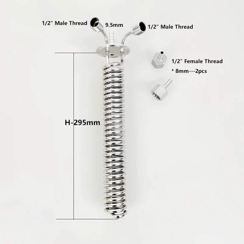 Bobina de enfriamiento de acero inoxidable 304, conexión de abrazadera de tres terminales de 2 "con conector de tubería Industrial de rosca macho de 1/2"