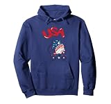 Gnomes on Bike USA Flag Pullover Hoodie