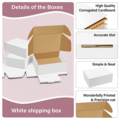 BoShahai 30 Pack 9x6x4 Inches White Corrugated Cardboard Shipping Boxes, Mailer Boxes, Recyclable Packaging Boxes for Gifts, Clothing, Products by BoShahai - Image 3
