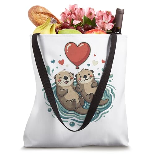 Bolso Tote Love Valentine Cute Otters miniatura 4