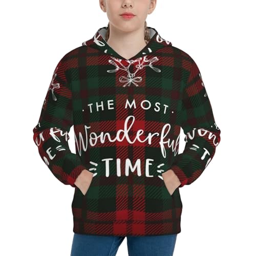 Wonderful Time Christmas Kid Hoodies Boys Sweatshirts Girls Pullover with Pocket