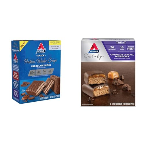 Atkins Chocolate Crème Protein Wafer Crisps, 5 Count and Chocolate