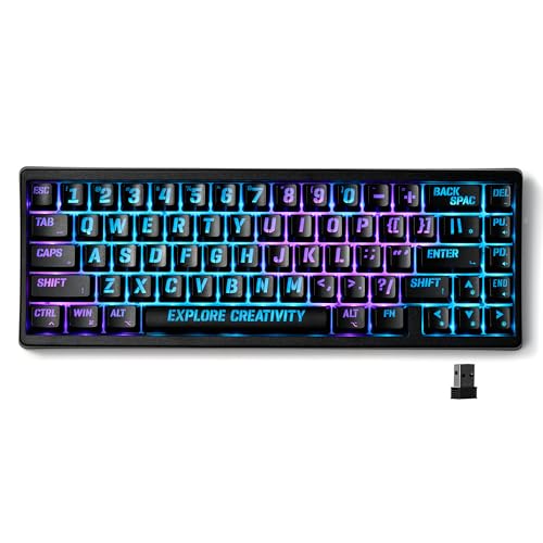 Image of x XVX M67 Wireless 60% Percent Keyboard, QMK /VIA Topographic Gaming Keyboard, Tri-Mode Thocky Creamy Mechanical Key board, Hot Swappable Gasket Mount RGB IMD Tech for Win /Mac, Miami Theme, Black