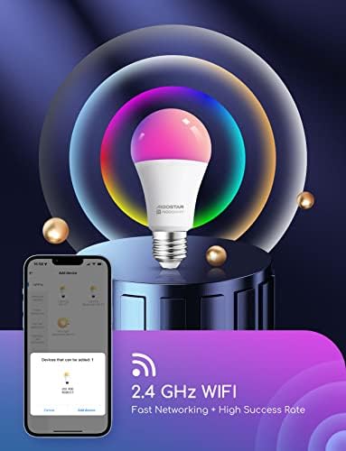 Smart Bulb E27, Aigostar Alexa Light Bulb, WiFi Smart Bulb 9W RGBCW LED Colour Changing Light Bulb Compatible with Amazon Alexa and Google Home,Sync to Music, Dimmable, No Hub Required