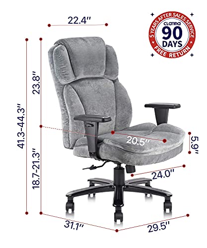 Clatina Ergonomic Big And Tall Executive Office Chair With Upholstered Swivel 400Lbs High Capacity Adjustable Height Thick Padding Headrest And Armrest For Home #TOP5