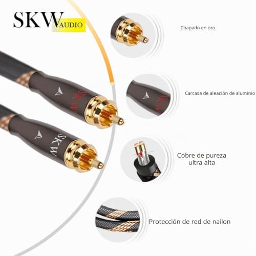 Cable Audio RCA SKW coaxial estéreo con nylon trenzado compatible con altavoz y Home Cinema 3