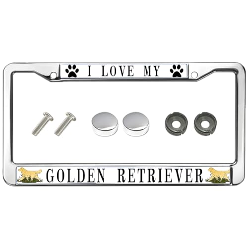 GouGouning I Love My Golden Retriever License Plate Frame
