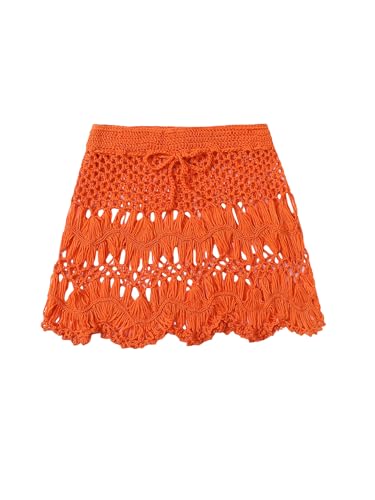 Image of Floerns Women's Bathing Suit Tie Waist Crochet Beach Cover Up Skirt