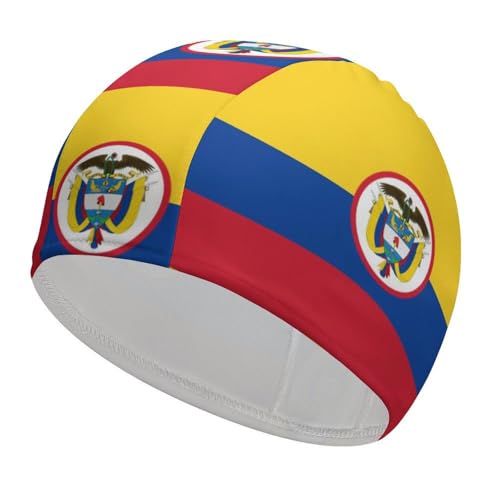 Gorro De Baño con Bandera De Colombia - Gorro De Baño Personalizado Novedoso para Cabello Largo Y Cabello Corto Gorros De Natación para Playa Piscina para Mujeres Hombres Adultos Jóvenes Colombia