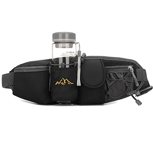 Merryshop Multifunctional Cycling Running Hiking Water Resistant Waist Pack with Water Bottle Holder for Running Hiking Cycling Camping Travel All Outdoor Sports (Black) Merryshop Multifunctional Cycling Running Hiking Water Resistant Waist Pack with Water Bottle Holder for Running Hiking Cycling Camping Travel All Outdoor Sports (Black)