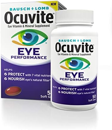 Ocuvite Eye Vitamin & Mineral Supplement, Contains Zinc, Vitamins C, D, E, Omega 3, Lutein & Zeaxanthin, 50 Count