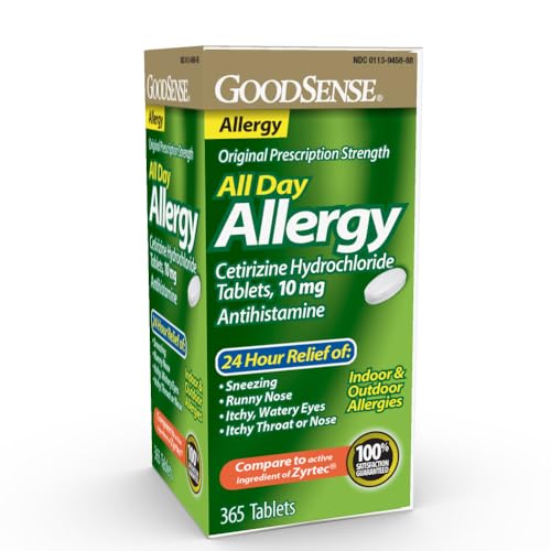 GoodSense 24 Hour Allergy Relief, Cetirizine Hydrochloride Tablets, 10 mg, Antihistamine