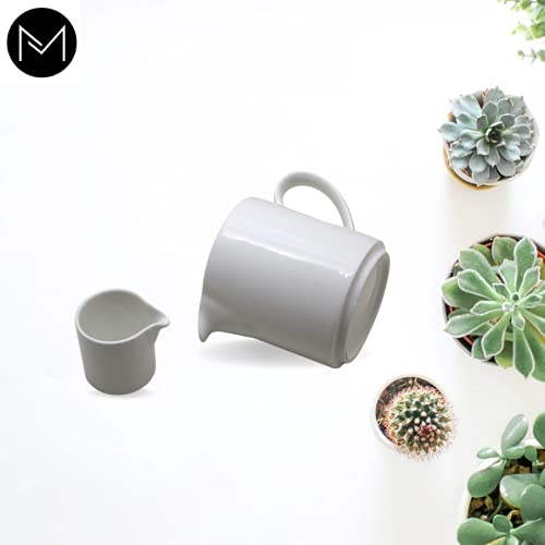 Image of Ceramic 400ml Sauce Boat or Tea or Gravy Pot with 50 ml Creamer Milk Pot Microwave and Dishwasher Safe (Mirakii 85)