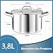 TEAMFAR 20cm Kochtopf, Edeastahl 3,8L Suppentopf Topf mit Deckel