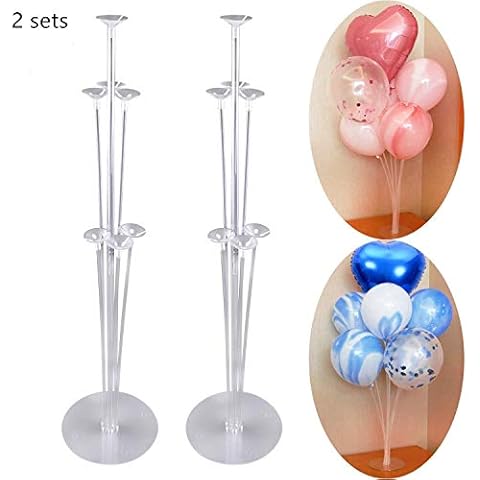 Funkey-Munkey 2 Sets Balloon Tree, Balloon Stand with Plastic Stick Balloon Base Stand, Wedding, Birthday, Garden Party and Celebration of the Great Balloon Accessories Cover