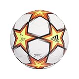 Superficie cosida a máquina adidas Unisex-Adult UCL Training Texture Foil Pyrostorm Soccer Ball, White/Solar Red/Solar Yellow/Black, 5