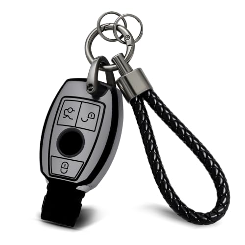 PIFOOG Fit for Mercedes Key Fob Cover Soft TPU Key Case 3 Button Matte Gray