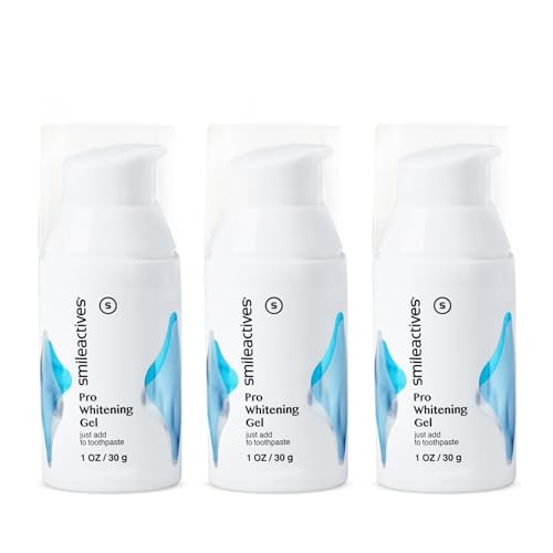 Smileactives Teeth Whitening Gel for Toothpaste with Clinical-Grade Hydrogen Peroxide, Tooth Stain Remover for White Teeth, Dentist Quality Pro Whitening Gel to Remove Coffee Stains, 3 Pack, 1 oz