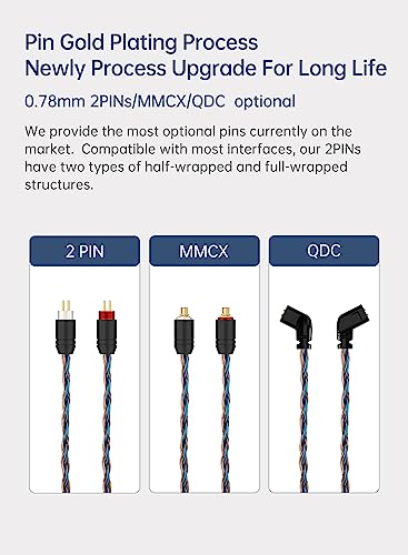 KBEAR ST16 MMCX-Upgrade-Kabel, 16 Kerne, 5N-Pin vergoldet, für Shure SE535, SE315, SE215, SE425, SE846, UE900 (4,4 mm MMCX, Braun und Blau)