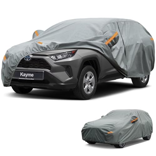 Image of Kayme Waterproof Heavy Duty SUV Car Cover Custom Fit Toyota RAV4 2006-2026 | thick soft non-woven with cotton lining, exquisite stitching, anti sun /UV /rain /snow /dirt, storage bag