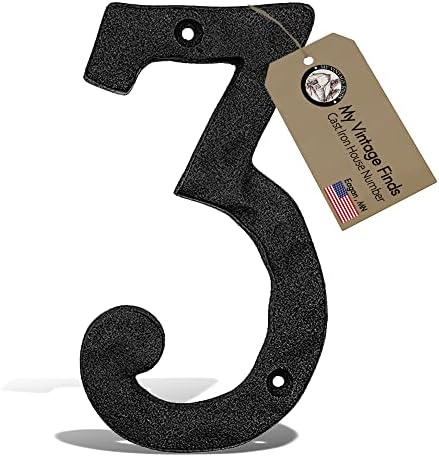 House Address Numbers Black Metal House Numbers 5.5 Inch Home Number US Based Company (Number 3)