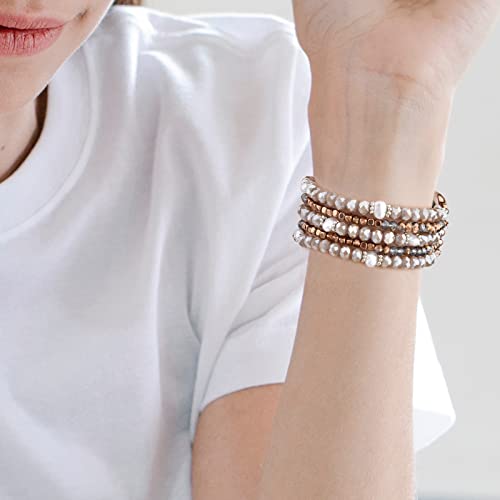 Mofree Beaded Bracelet Compatible For Apple Watch Band 38Mm/40Mm/41Mm Women, Fashion Handmade Pearl Beads Elastic Stretch Strap For Iwatch Series 8/7/Se/6/5/4/3/2/1 Coffee #TOP6