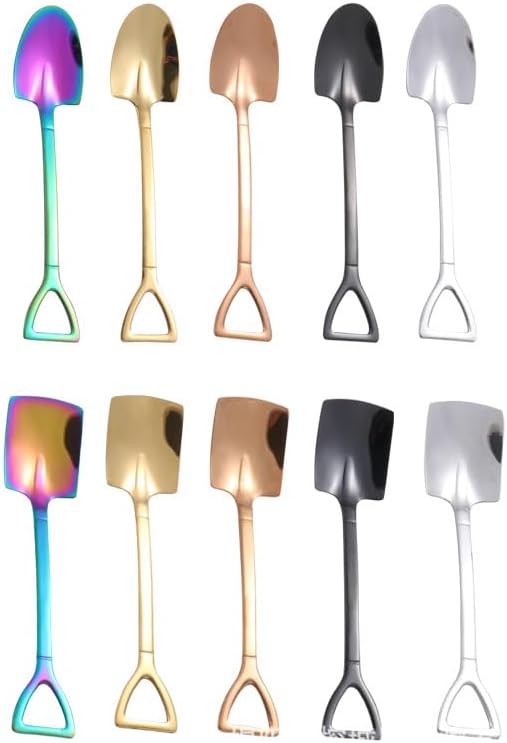 Silverware Flatware Set, 1/4/6/8/10/12pcs 304 Stainless Steel Creative Watermelon Spoon Dessert Ice Cream Spoon Flat Shovel(Rainbow,12Pcs)