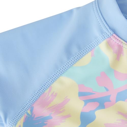 Image of UMELOK Baby Girl One Piece Swimsuit Infant Rash Guard Bathing Suit | UPF 50+ Sun Protection Swimwear,Full Zip,Long Sleeves,Soft And Comfortable Fabric,Swimming Pool,Beach