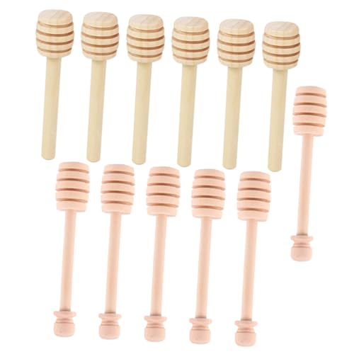 Cabilock 12Pcs Wooden Sticks Natural Stirring Sticks for Honey Jam and More Comfortable Grip Versatile Kitchen Accessory